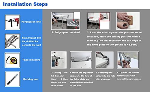 Shower Seat,Bathroom Flip-up Shower Chair Bathtub Safety Stool