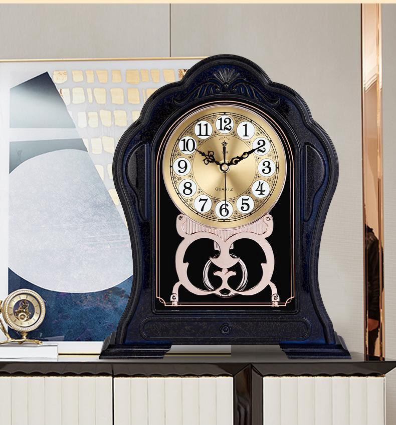 European Style Retro Silent Living Room Household Clock With Solid Wood