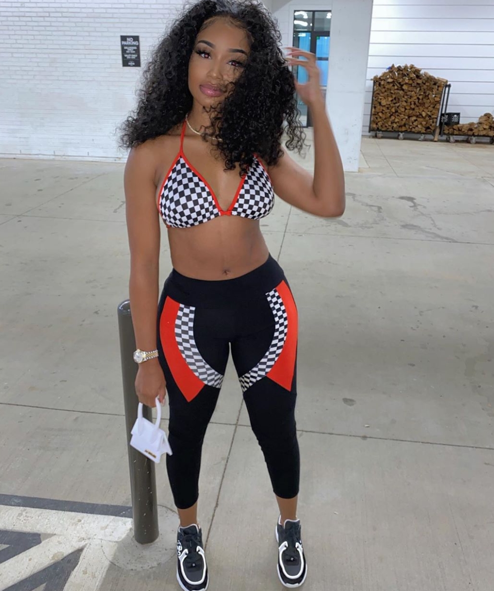 Sports Fitness Print Bra and Legging Set