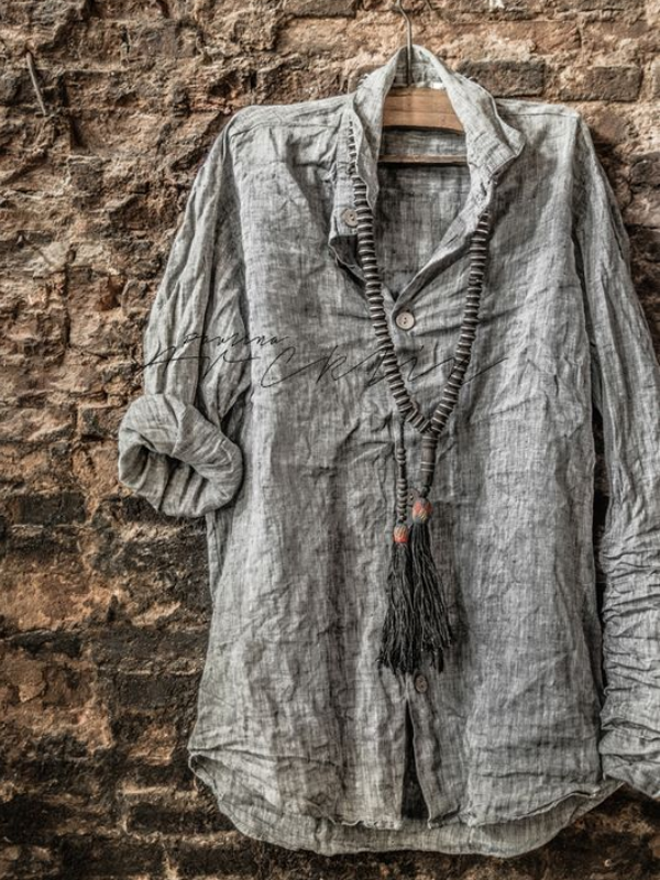 Long Sleeve Solid Buttoned Basic Shirts & Tops