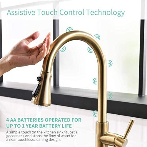 Single Handle Stainless Steel Brushed Gold Kitchen Sink Faucet