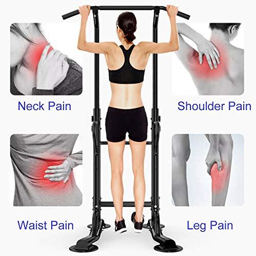 Soges Power Tower Adjustable Height Pull Up & Dip Station Multi-Function Station