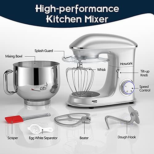 Electric Kitchen Mixer With Dough Hook, Beater & Egg Whisk, Dishwasher Safe