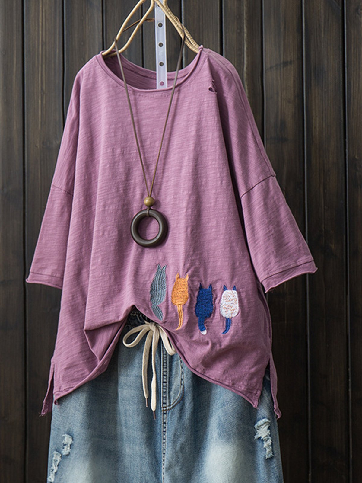 Sweet Short Sleeve Embroidered Shirts & Tops