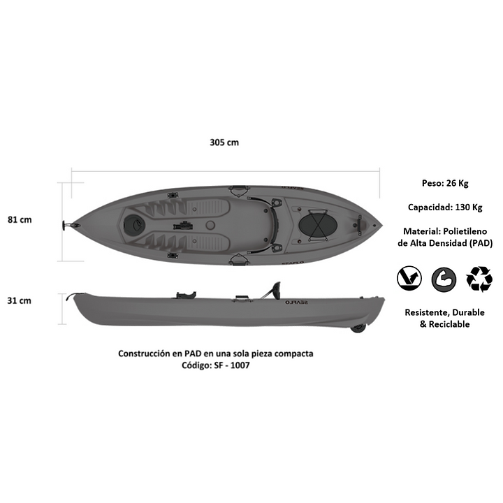 Kayak Recreativo Sit On Huapi Pesca