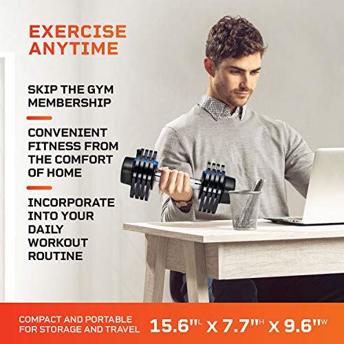 Lifepro Powerflow Adjustable Dumbbells Set �C 5-in-1, 25lb dumbells