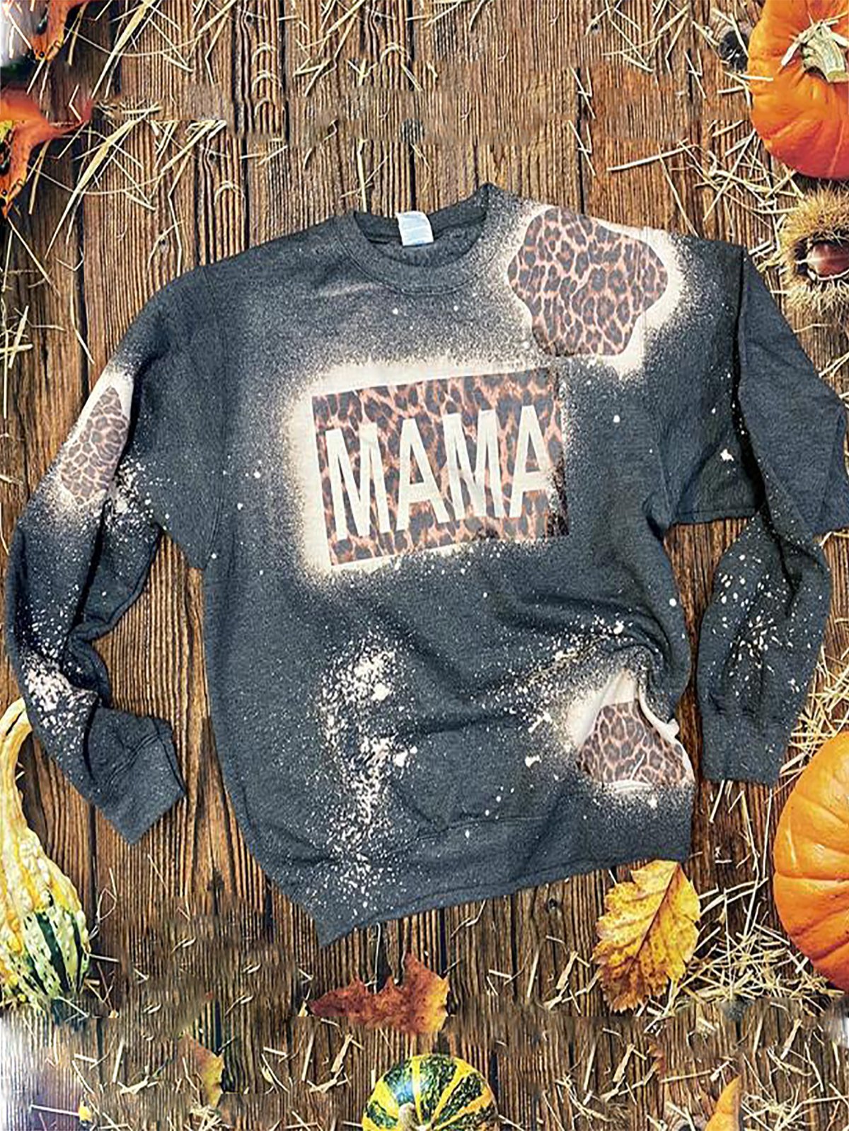 Casual Long Sleeve Leopard Shift Sweatshirt