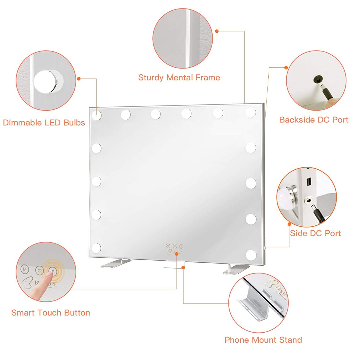 USB C Outlet with Phone Holder,24×20 Inch,Touch Control,Sturdy Metal Frame Design