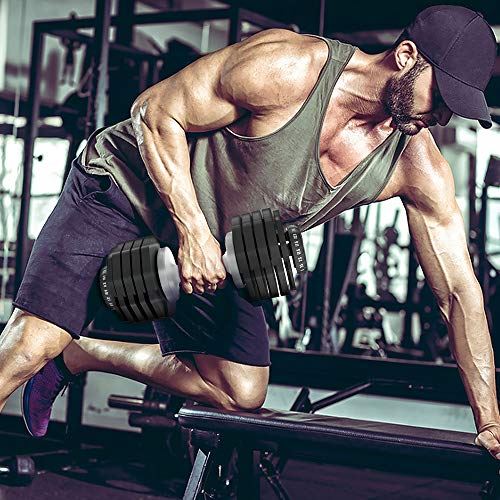 Ativafit Adjustable Dumbbell Fitness Dial Dumbbell with Handle and Weight Plate ( Black & Silver)