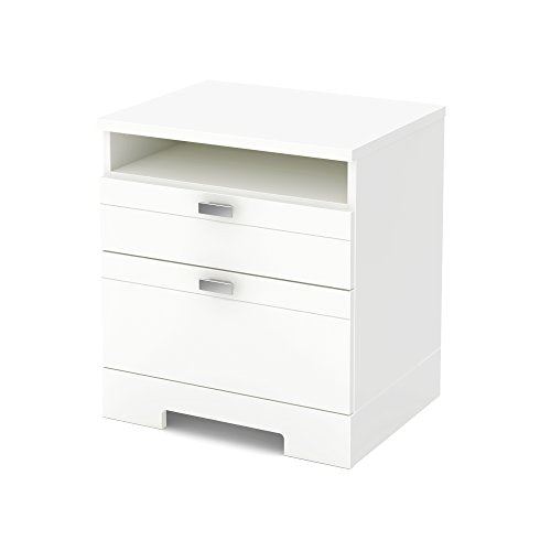 South Shore Reevo 2-Drawer Nightstand with Matte Nickel Handles
