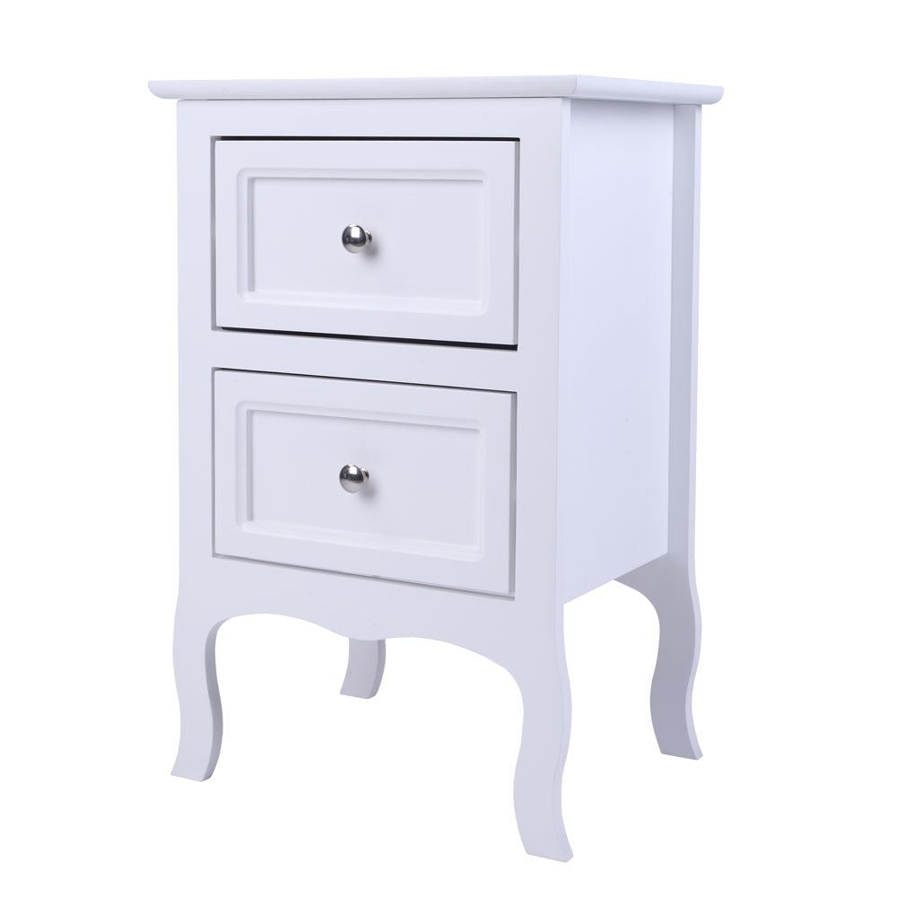 Bedside Table Two-Tier Drawer Nightstand Side End Table Cabinet