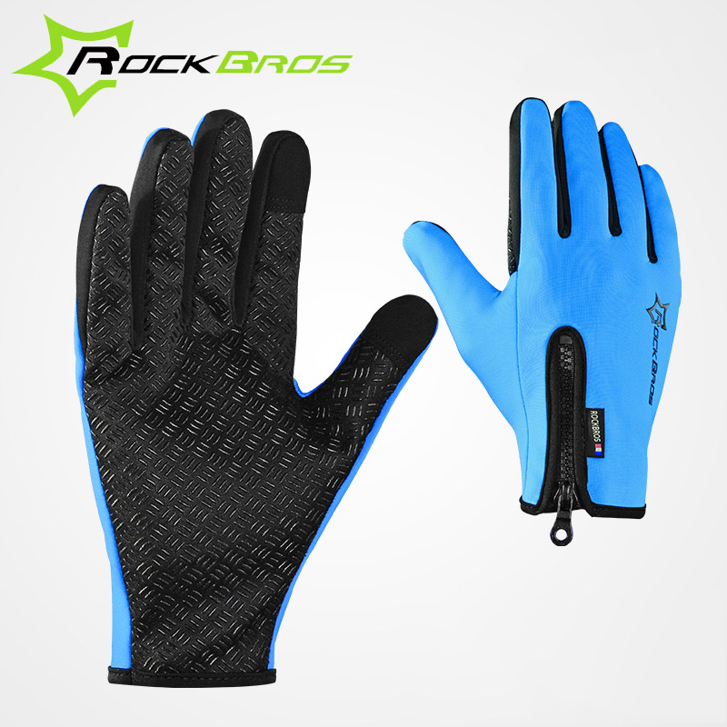 RockBros Men Women Winter Windproof Warm Cycling Full Finger Gloves Outdoor Sports MTB Bike Bicycle Skiing Touch Screen Gloves