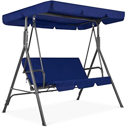 3-Person Outdoor Patio Swing Chair – Navy Blue