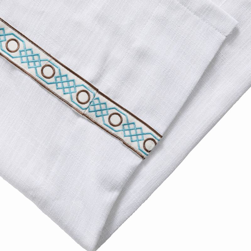 23     1432                           AMARA Polyester Linen Curtain Drapery With Decorative Trim Custom Sold Per Pair