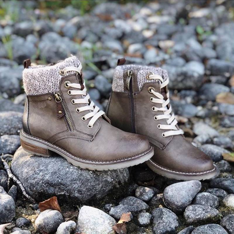 Women Casual Knitted Cuff Ankle Warm Boots