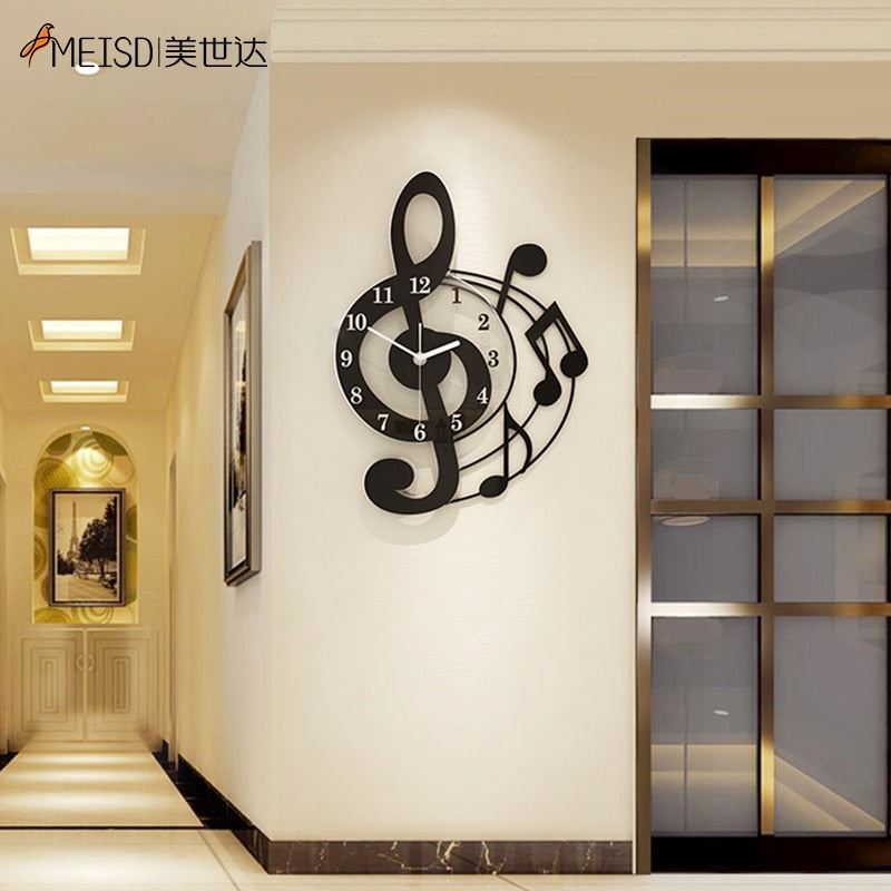 MEISD Musical Wall Clock Modern Music Design DIY Stickers Watch Quartz Silent