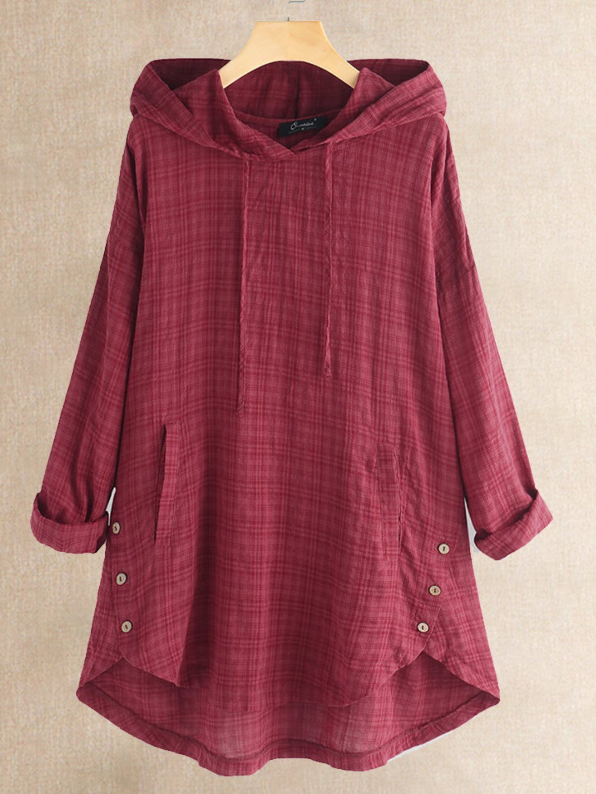 Casual Buttoned Hoodie Shirts & Tops