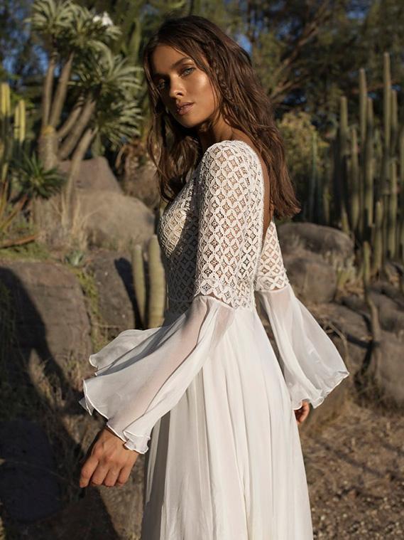 Beige V Neck Casual Maxi Dresses
