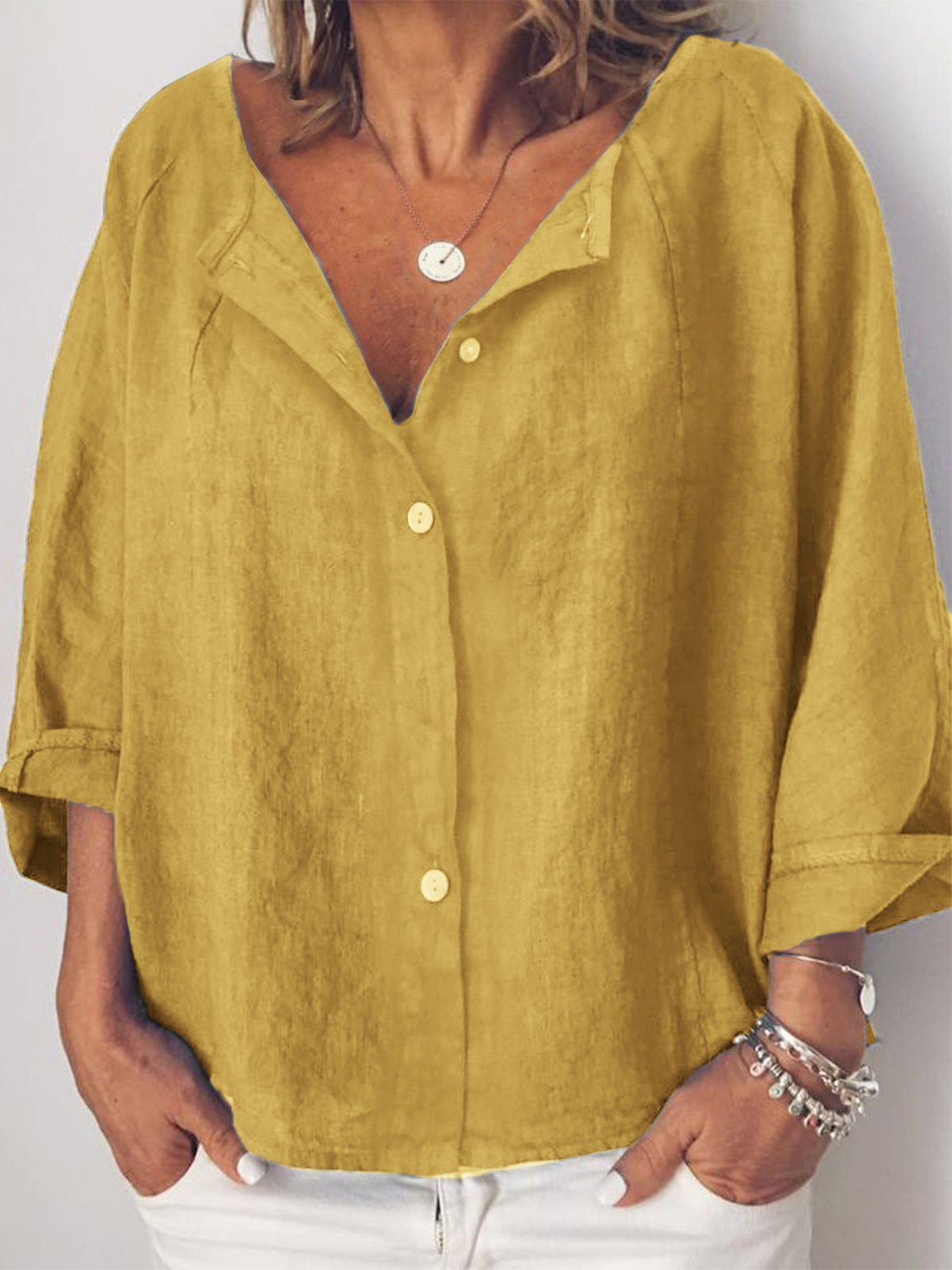 Casual V Neck Long Sleeve Shirts & Tops