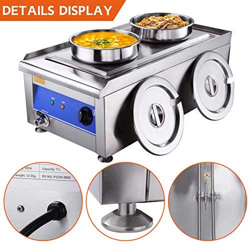Food Warmer with Dual 7L Pots Stainless Steel Countertop