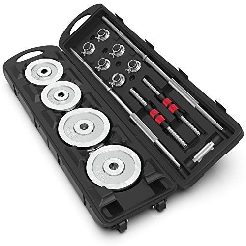 Synergee Adjustable Dumbbells & Barbell Set 50kg. Adjustable Dumbbells and Barbell for Weight Training.