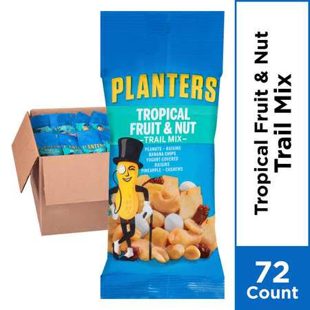 Planters Trail Mix, Tropical Fruit and Nut, 2 oz Bag, 72/Carton