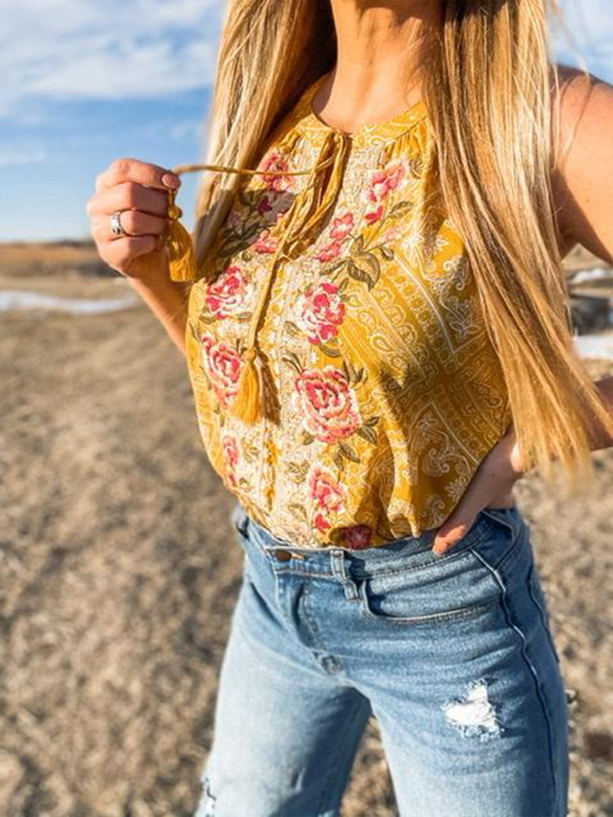 Cold Shoulder Cotton-Blend Shift Shirts & Tops