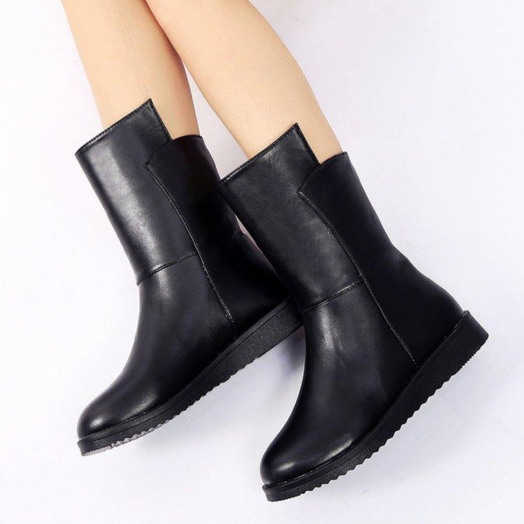 Black Wedge Heel Winter Daily PU Boot