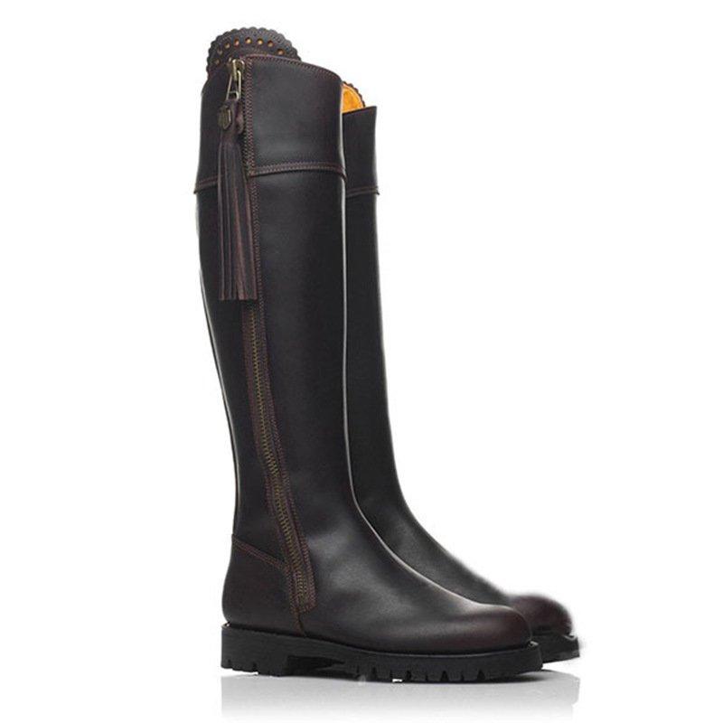 Round Toe Low Heel Zipper Casual Boots