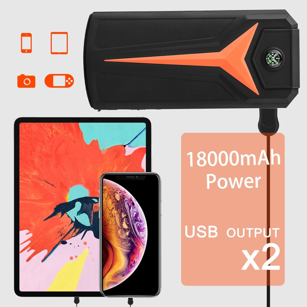 AsperX Jump Starter Car Booster Battery Starter Emergency Charging Device