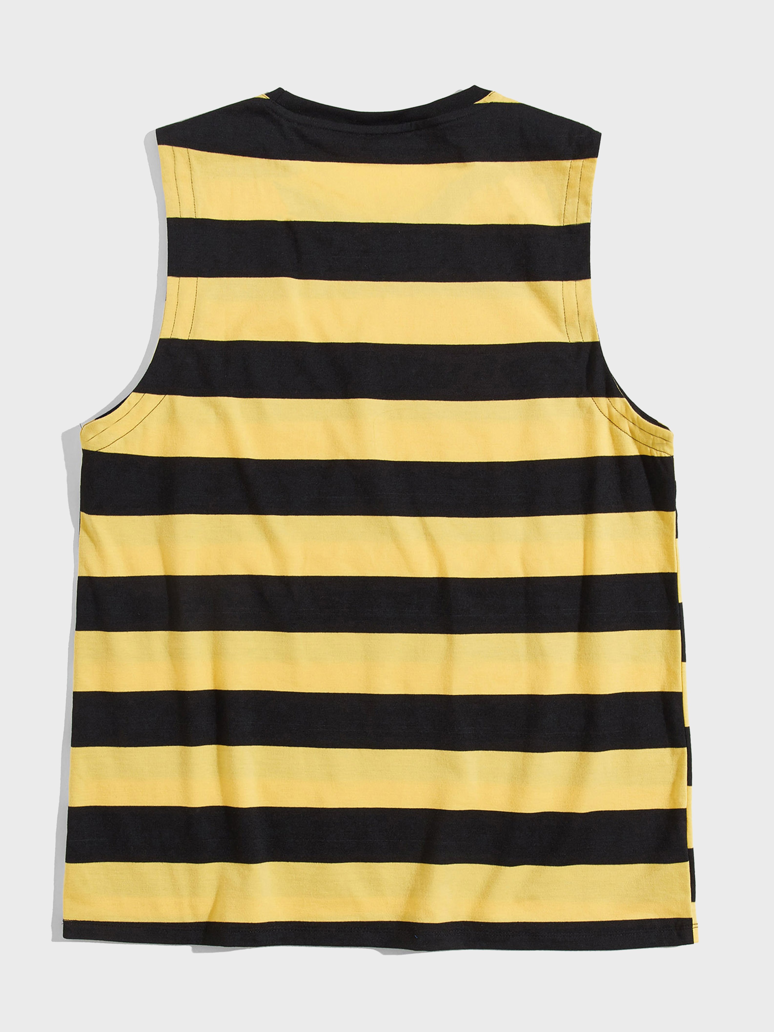 Men's Letter Tape Striped Print Tank Top