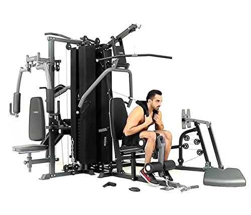 MiM USA Giant 1001 Multifunctional Home Gym System, 4 Station, All in One Gym Equipment for Men & Women-  Black & Grey