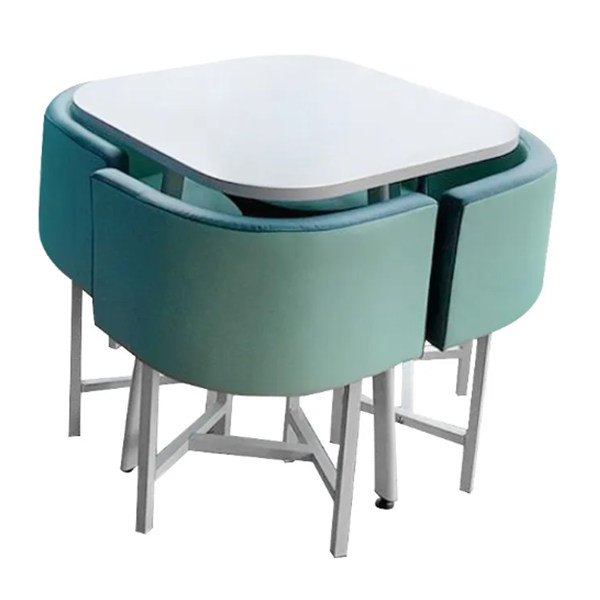 39.4″ Square Wooden Dining Table with Upholstered Chairs Set of 5-Piece for Nook Balcony