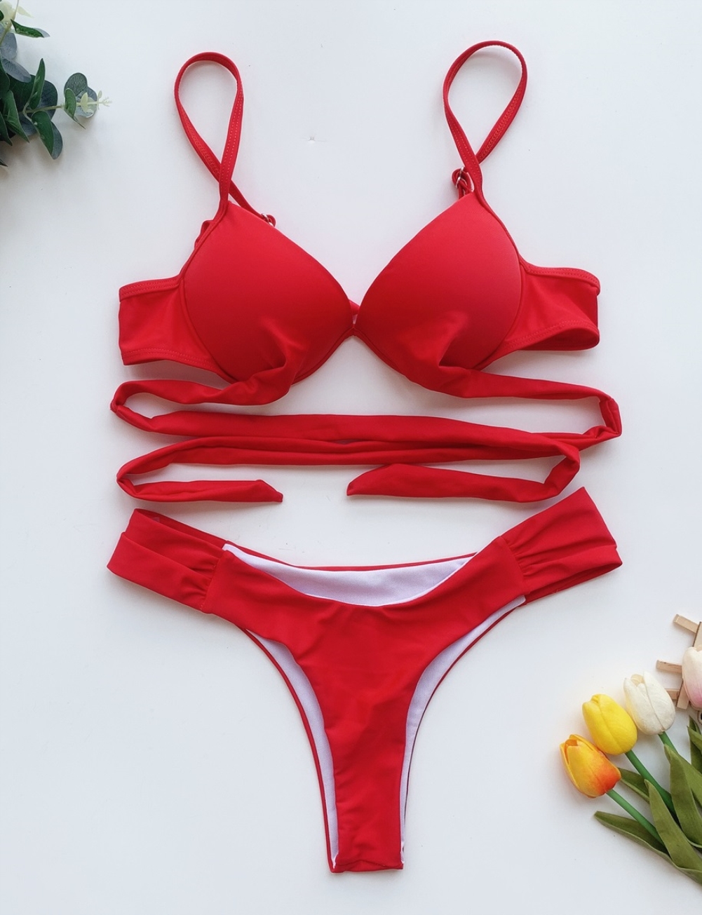 Sexy Red Two Piece Push Up Swiwmear