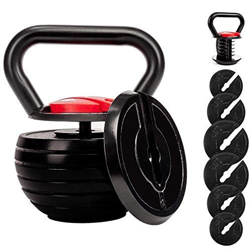 Adjustable Kettlebell Set,S trength Training Kettlebells 10-40 Lb (Black & Red)