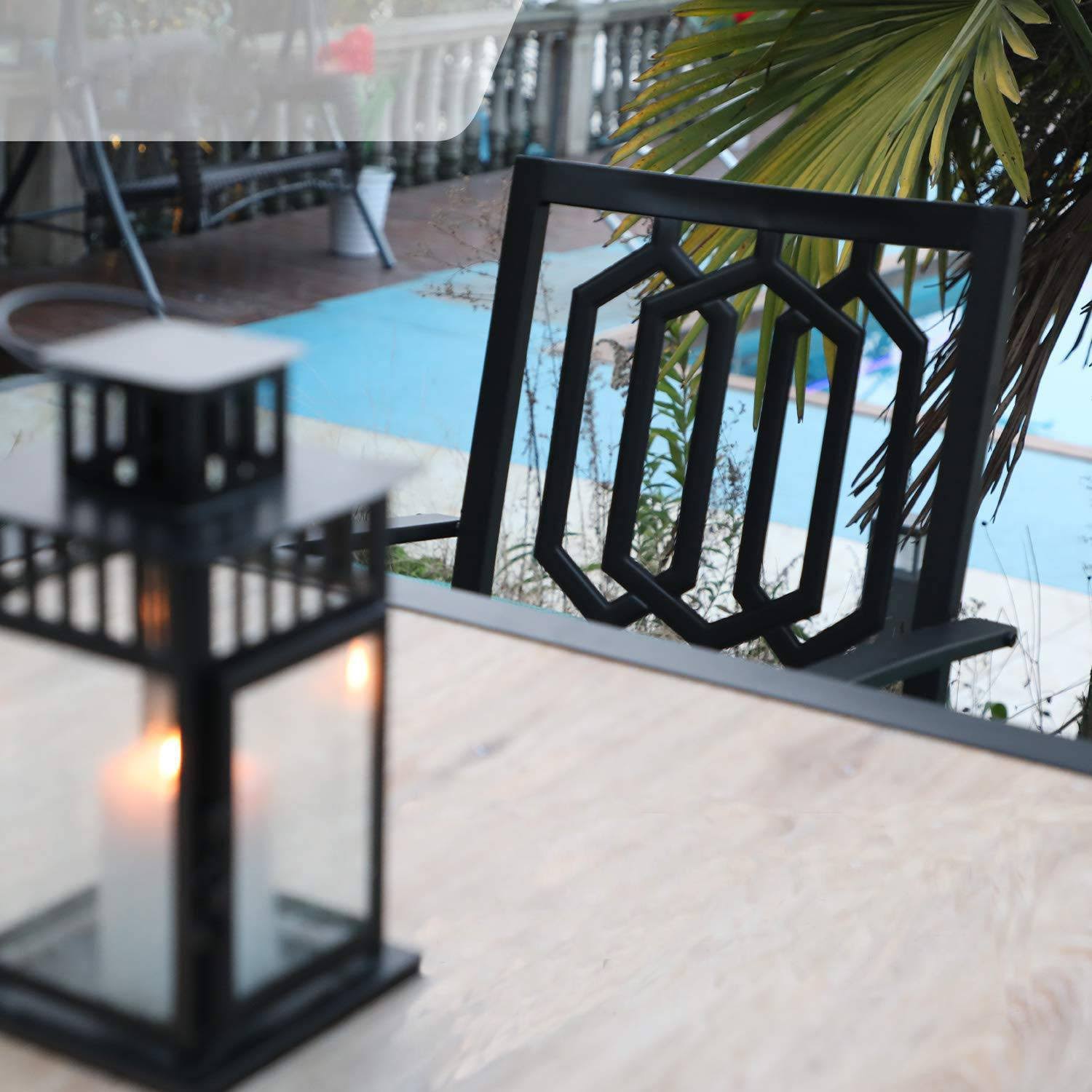 5pc Patio Set with Swivel Chairs Square Metal Table - Captiva Designs