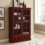 Storage Cabinet w/ Tempered Glass Doors, Triple Drawers & Adjustable Shelves