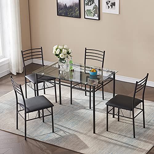 Dining Room Table and Chairs 4, 5-Piece Dinette Sets, Space Saving