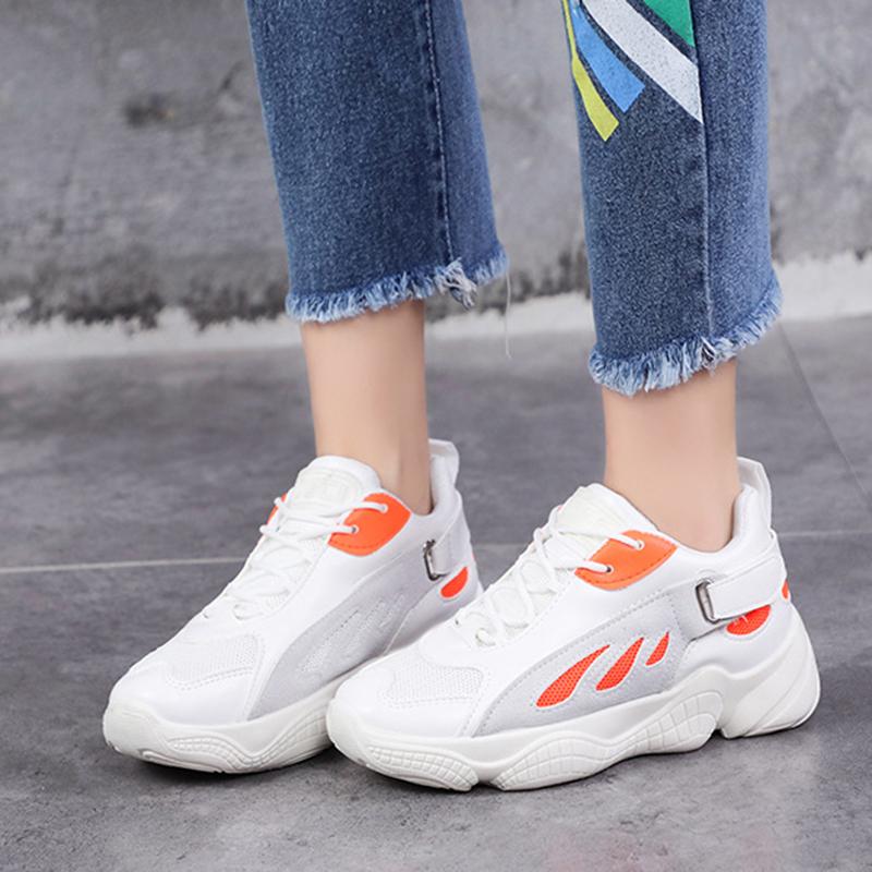 Women Mesh Fabric Athletic Shoes Lace-Up Sneakers