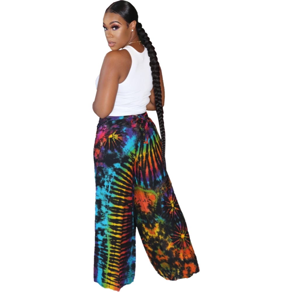 Tie Dye High Waist Slit Pants