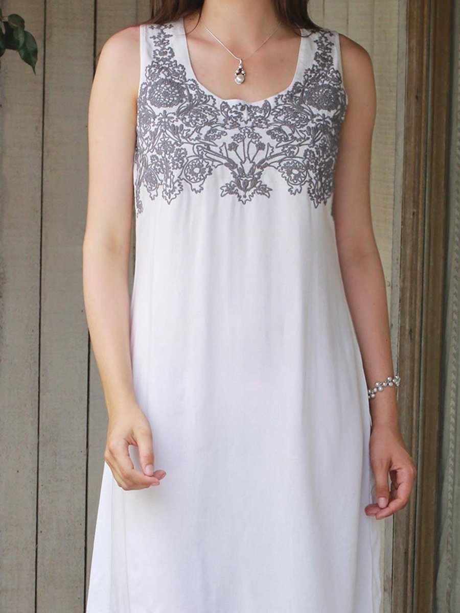 Polyester Cotton Tribal Printed Casual Dresses