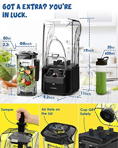 Quiet Shield Blender, High-Speed Countertop Blender with 2200W Base