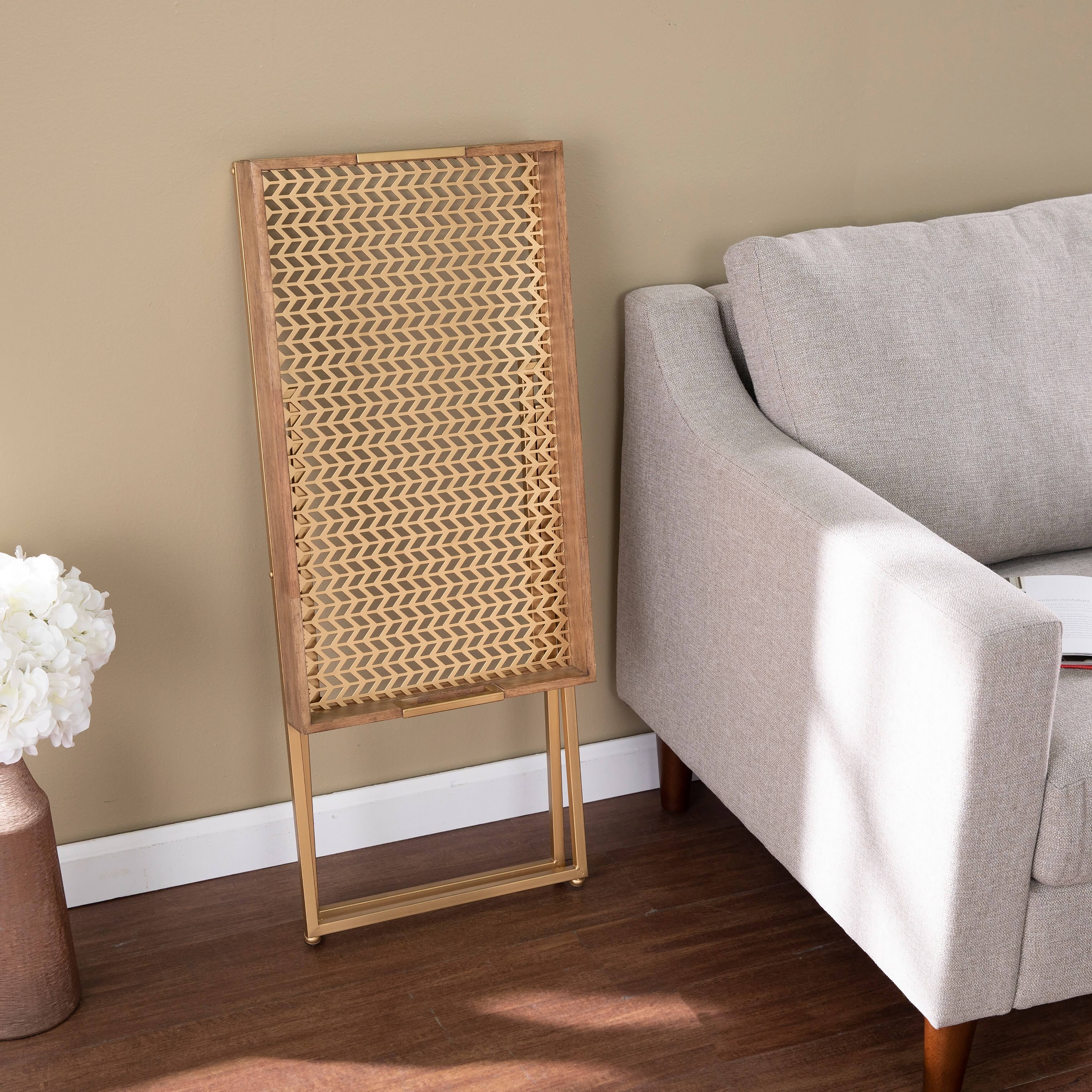 Strick Bolton Vesset Contemporary Natural Wood Side Table - Metal/Wood - Natural / Gold