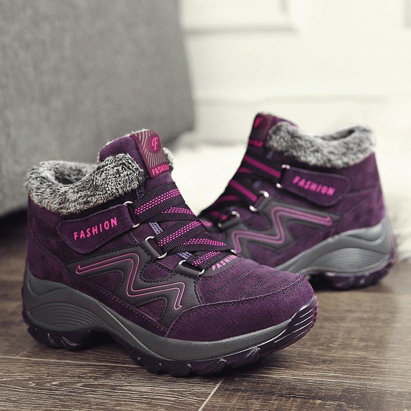 Women Warm Plush Wedge Sneakers Booties Female Waterproof Ankle Boots