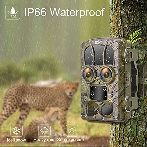 Trail Camera 20MP 4K Night Vision Dual-Lens Game Hunting Camera, 120° Wide Angle