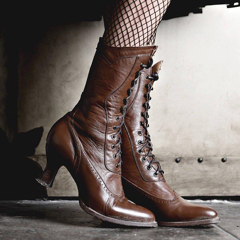 Brown Low Heel Ruched All Season Boots