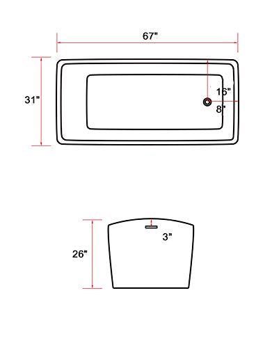 Top Sloping Streamline Pure White Acrylic Freestanding Bathtub Soaking