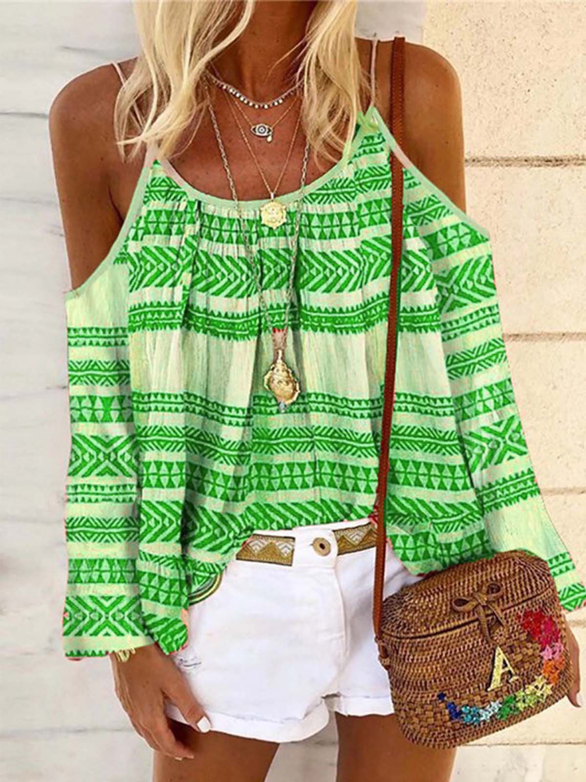 Boho Long Sleeve Printed Shirts & Tops