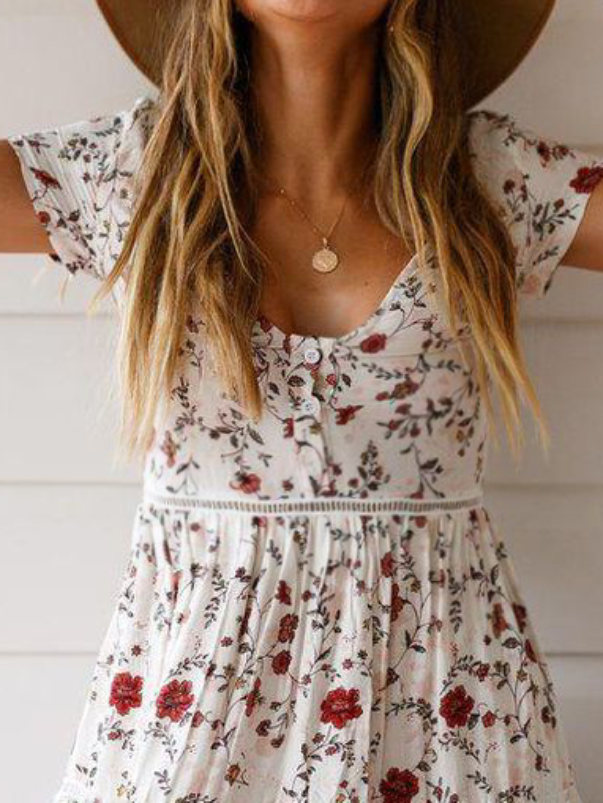 Plus size Floral Short Sleeve Dresses