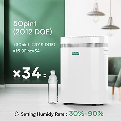 50 Pints 3000Sq. Ft Dehumidifiers with WiFi APP Remote Control & Universal Wheels